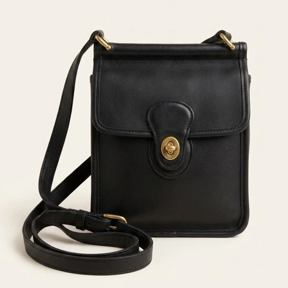 Vtg Coach Murphy Blk‎ Leather Bag Crossbody Turnlock Brass Classic 9930 Mini